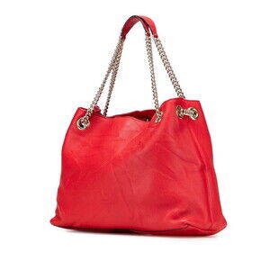 Gucci Leather Shoulder Bag Red Soho Chain